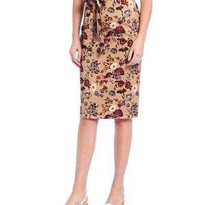 Antonio Melani Floral Printed Bow Belt Pencil Skir